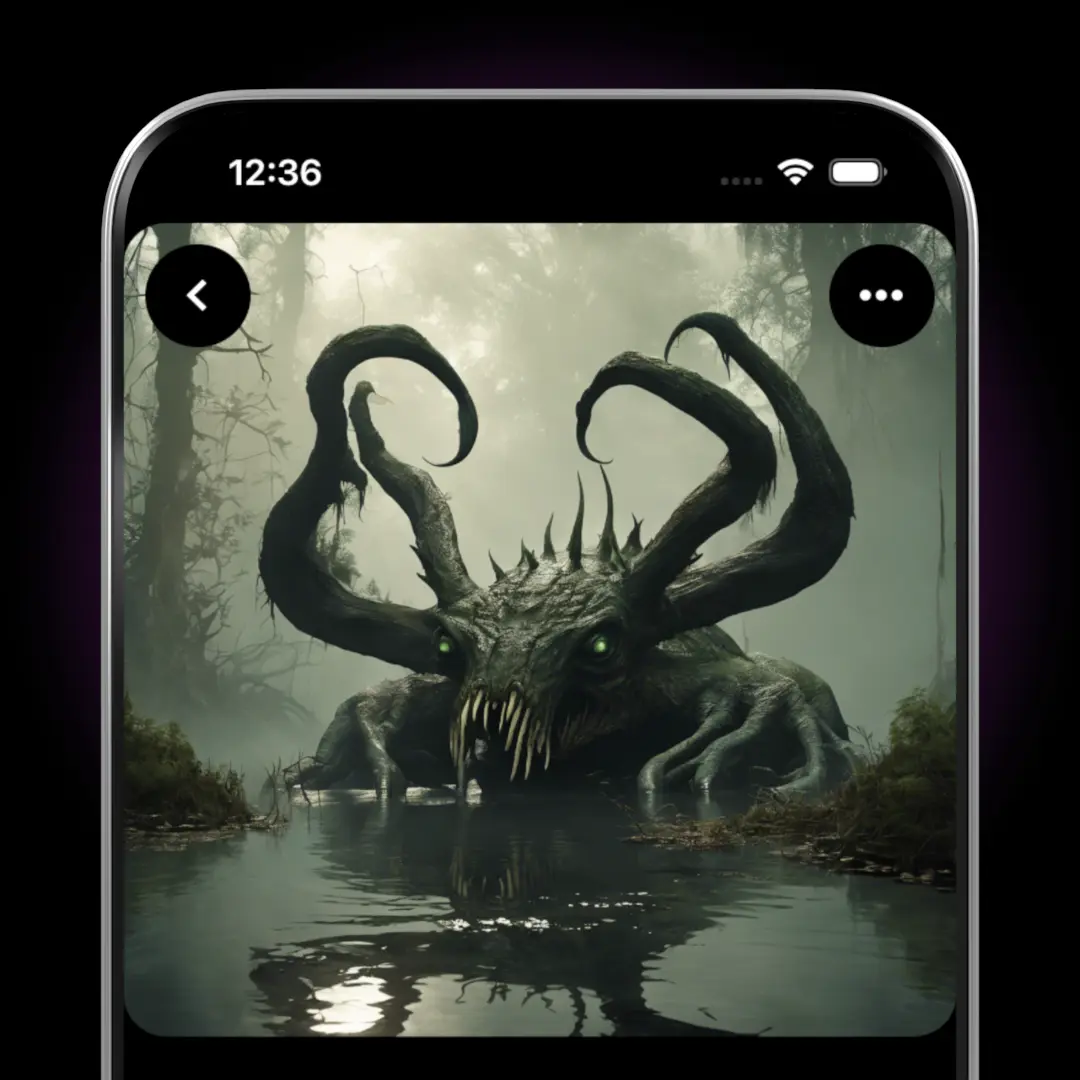 Screenshot that shows a monster in a swamp.